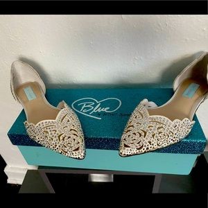 Betsy Johnson Blue Miley Ivory Satin Flats